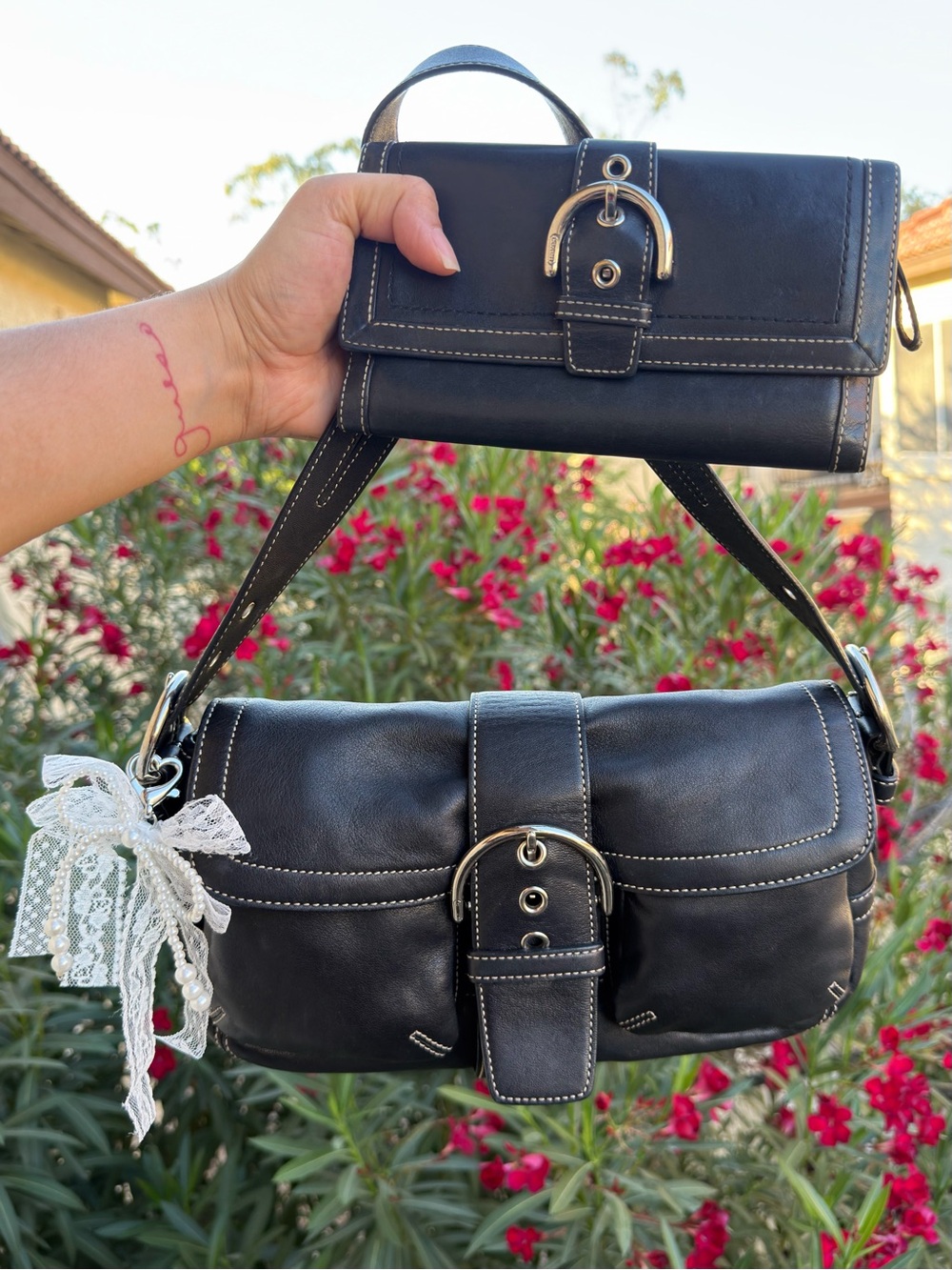 🖤Vintage Coach Soho Set: Double Pocket Flap Bag #3653 & matching wallet- Y2K Gem
